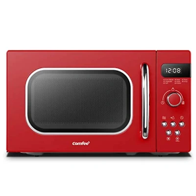 Image de COMFEE&#039; Micro ondes Rétro CMSRO 20di rd avec 8 Renus Rutomatiques, 5 Niveaux de Puissance Cuisson, Bouton Cuisson Express, 20 L, 800 W, Rouge Passion