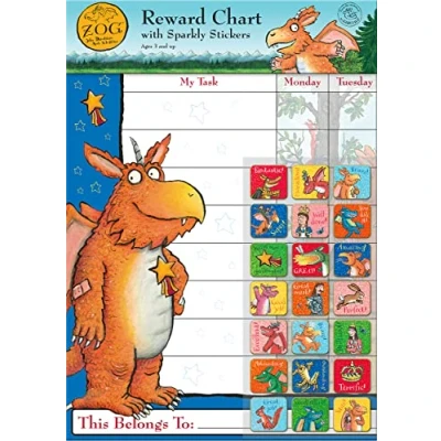 Image de Paper Projects Julia Donaldson Zog récompense avec 56 Autocollants Brillants, Tableau Facile à Nettoyer, 01.70.30.035, Bleu, 29.7cm x 42cm