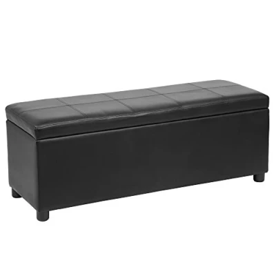 Image de Corium Divan Ottoman (119 x 38 45 cm)(Noir) Banquette Coussins Banc Tabouret de lit Coffre
