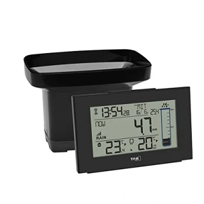 Image de TFA Dostmann Pluviomètre numérique sans Fil Splash, 47.3006.01, pour Le Jardin, pluviomètre, Fil, avec Auto vidangeable, Noir
