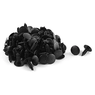 Image de sourcingmap 100 Pcs Voiture rivet en Plastique forme Sapin Garniture Agrafe Noir Trou de 5 x 5mm Dimension