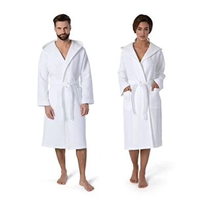 Image de MÖVE Piquée Peignoir, manteau avec capuche in Gr. M, 100% Coton, Snow (Blanc)