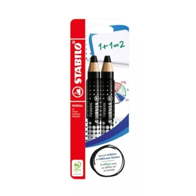 Image de STABILO MARKdry Crayon marqueur Blister carton x 2 marqueurs effaçables ardoise et tableau blanc noir