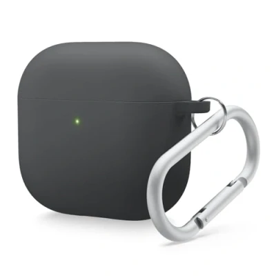 Image de elago Coque Liquid Hybrid Compatible avec AirPods 4ème Génération 4 de Protection, Triple Porte clés Inclus, Chargement sans Fil, Résistant aux Chocs (Noir)