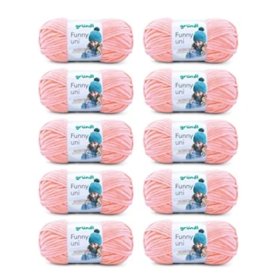 Image de Gründl Funny uni, fil pour aiguilles &amp; crochet (fil chenille à l’aspect velouté 100% polyester, 10 x 100 g / 120 m, grosseur d’aiguilles n 5 6, g), abricot