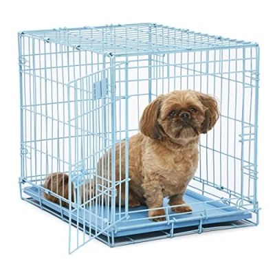 Image de MidWest Homes for Pets modèle 1524BL Cage pour chiens iCrate 60,96 cm, amélioré, une porte, comprenant un plateau étanche, des pieds protégeant le sol, Bleu