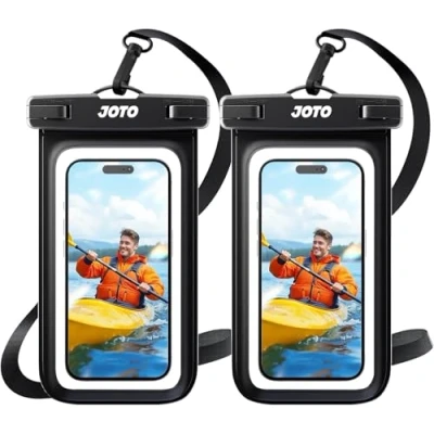 Image de JOTO 2 Pochettes Étanches Smartphone Certifiée IPX8 iPhone 15/14/13/12/11 Mini Plus Pro Max XS XR X 8 7 SE, Samsung A14, A23, A33, Xiaomi Redmi Note, Housse Étanche Téléphone Jusqu&#039;à Pouces Noir