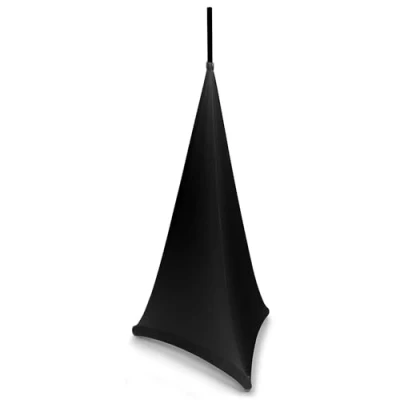 Image de BeamZ LSS12B Housse pour Pied d&#039;Enceinte, Tissu Noir Extensible dans les 4 Sens Ajustement, 120cm de Haut, Look soigné et Professionnel