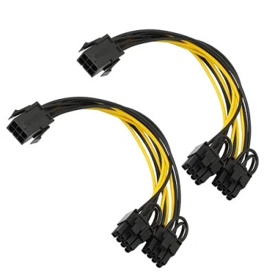 Image de Lot de 2 câbles adaptateur d&#039;alimentation PCI E 6 broches vers 8 double (6 + 2) pour carte graphique Express GPU VGA