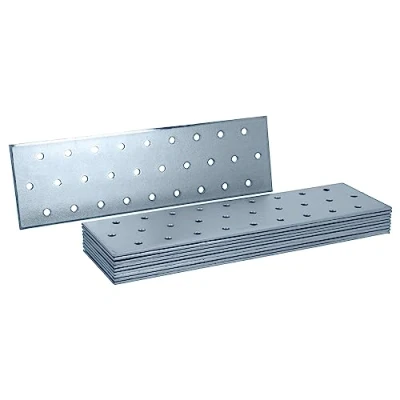Image de HELPMATE 12 pièces de Plaque perforée 60 x 200 mm — acier galvanisé &amp; passivé bleu Assemblage bois avec une excellente protection anti corrosion, stable durable montage facile