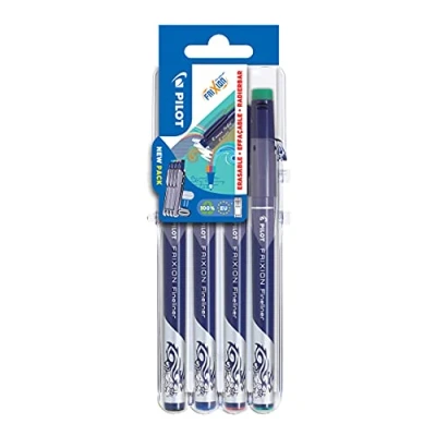 Image de PILOT SET TO GO 4 FRIXION FINELINER ERASABLE FIBER TIP MEDIUM ASSORTED COLORS 1 BLUE RED GREEN BLACK