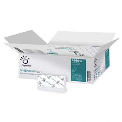 Image de Serviette pliée Papernet Z Dissolve Tech 416617 Interleaved Compatible avec C / Distributeurs antibactériens 20 paquets pour 200 feuilles de 24 x 20,3 cm