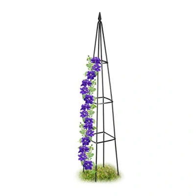 Image de Relaxdays Tuteur à tomates, pour Plantes grimpantes, en Forme de Pyramide, Non Fixe, métal, HLP 190 x 35 cm, Noir