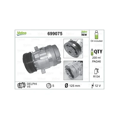 Image de VALEO NEW ORIGINAL PART 699075 compresseur De Climatisation V51135 12 PAG 46 R 134a avec huile