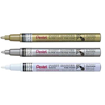 Image de Pentel MSP10 Set peinture marqueur pointe fine 2,9 mm 3 pcs or/argent/blanc