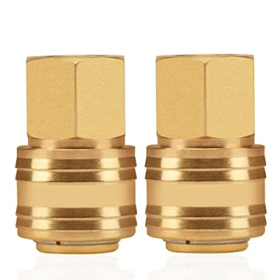 Image de 2 pcs raccord à air comprimé connecteur femelle 1/4 &quot;filetage laiton filetage pouce de couplage socket tuyau valve fileté
