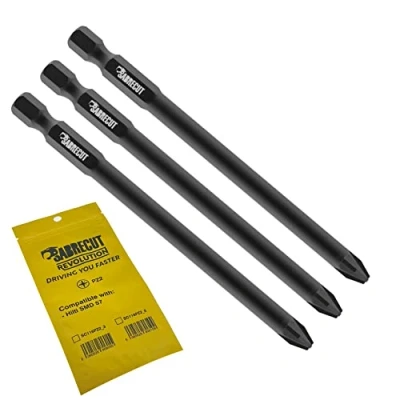 Image de 3 x SabreCut SC116PZ2_3 116 mm PZ2 Compatible avec Hilti SMD 57 SMD57 1/2 Autofeed Assemblé Tournevis pour cloison sèche Pistolet Pozi Pozidriv No.2 Heavy Duty