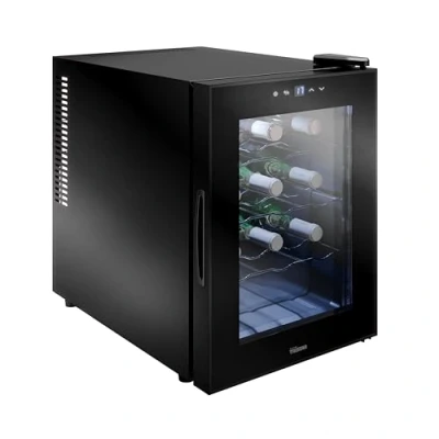 Image de Tristar Cave à vin thermoélectrique Grande Saignée, Pour 12 bouteilles maximum, Silencieuse &amp; stable, Porte en verre, 4 niveaux, Écran LED tactile, Éclairage intérieur, WR 7511