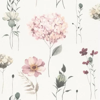 Image de Rasch Papier peint intissé blanc 300642 avec fleurs et multicolores aspect aquarelle 10,05 m x 0,53