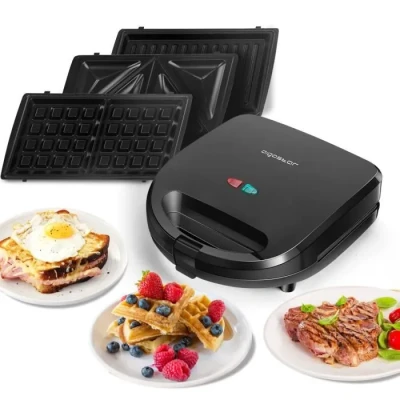 Image de Grill, gaufres et sandwichs Aigostar Rubik Antiadhésif cuisson double face
