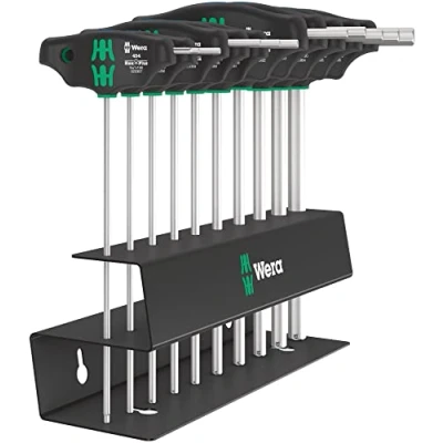 Image de Wera 05023454001 454/10 HF Set Imperial 2 Jeu de tournevis Hex Plus à manche en T et fonction retenue, système impérial, 10 pièces