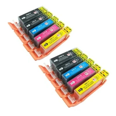Image de Lot de 10 Cartouches d&#039;encre pour imprimante Canon Pixma Compatible PGI 520 CLI 521, imprimantes iP3600 iP4600 iP4700 MP540 MP550 MP560 MP620 MP630 MP640 MP980 MP990 MX860 MX870