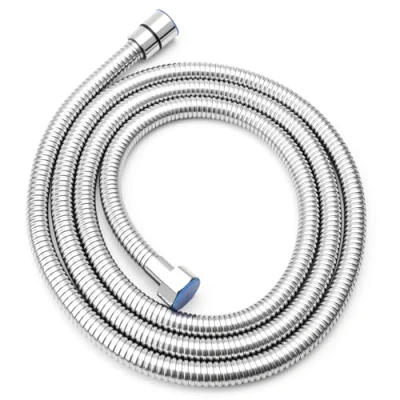 Image de Flexible de Douche 2m Tuyau en 304 acier inoxydable avec protection Anti Torsion Haute Pression interface Standard G1/2 design Chromé Convient à Toutes les douchettes (Argent)
