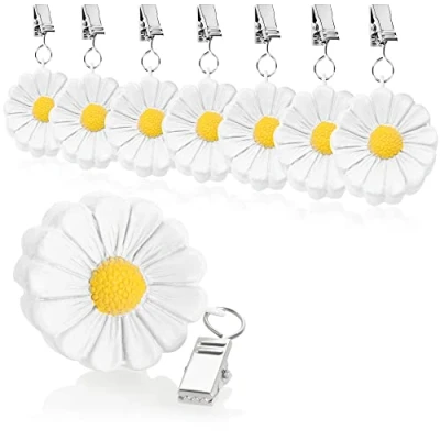 Image de com four® 8X Poids de Nappe résistants aux intempéries avec Clip en Forme Fleur env. 40 g (Fleurs Blanches)