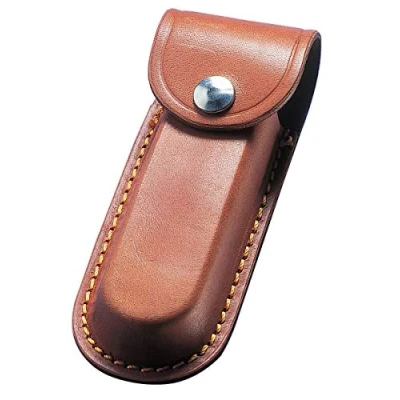 Image de TUFF LUV Étui en cuir véritable épais compatible avec Leatherman Wave+/Rebar/Sidekick/Wingman/Charge+/Rev/Free P2 &amp; P4 Marron clair