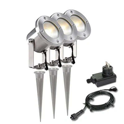 Image de Garden Lights GL4121603 Spot catalpa 12 V 3 Pcs en Acier Inoxydable 8 x 6,2 10,5 cm