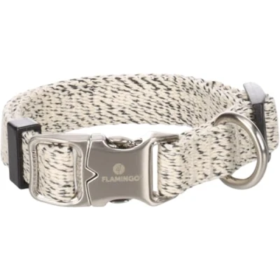 Image de Flamingo Collier pour Chien Lago Blanc/Noir XS 20 35cm 15mm Réglable en continu Boucle à clic et Anneau Laisse chromées