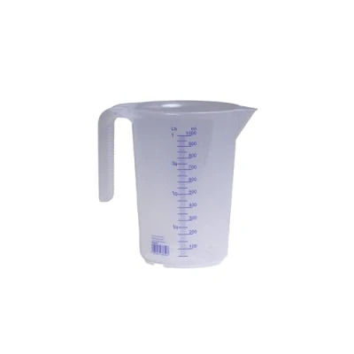 Image de Hünersdorff Verre doseur 1l polypropylène (PP) incassable Compatible Lave Vaisselle avec poignée Transparent Graduation Bleue Mesure 1000ml