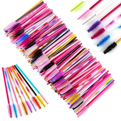 Image de Goupillon Cils Baguettes de Mascara Jetables Brosse pour Extensions 200 Pcs Multicolor
