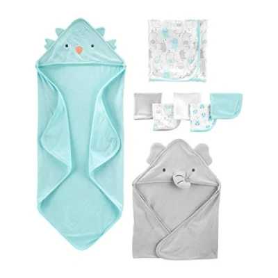 Image de Simple Joys by Carter&#039;s Ensemble de 8 Serviettes et Gants Toilette Bébé Fille, Blanc Licorne/Rose Flamant Rose, Taille unique