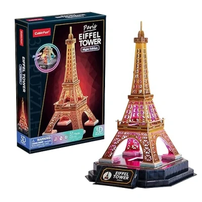 Image de Puzzle 3D Tour Eiffel LED Maquette A Construire Adulte Et Enfant 8 Ans Jouet 51 Pièces