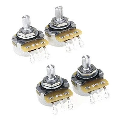 Image de CTS 450 série A/B250K Beaux 24 Splines Split arbre Poti Linéaire/Audio Taper Potentiomètre pour Guitare électrique Basse, 10% Tolérance(2 Audio, 2 Linear)