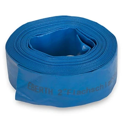 Image de EBERTH 2&quot; Tuyau d&#039;arrosage Plat pour Pompe, Longueur 10m, 2 Pouce, Diamètre 52mm, Flexible, PVC Résistant, Industriel, d&#039;eau l&#039;irrigation, Couleur Bleue