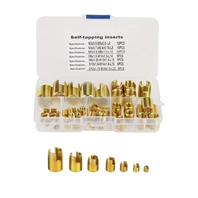 Image de 50 PCS Auto écoutes Insert De filetage, Jeu combinaisons d&#039;inserts fendus à filetage en laiton, Outil réparation, Anneau Retenue Du Joint