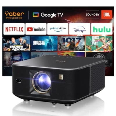 Image de Videoprojecteur 1600 ANSI avec Son JBL, Yaber K3 Projecteur Video Google TV, 2x15 W Haut Parleurs, WiFi6 et Bluetooth, Auto Focus/Keystone, évitement d&#039;objets Adaptation à l&#039;écran (Noir)