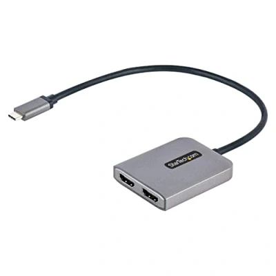 Image de StarTech.com Adaptateur USB C vers Double HDMI, Hub Type Multi Moniteur MST, Écran HDMI 4K 60Hz pour PC Splitter, HDR, Câble Intégré Extra Long Windows Uniquement (MST14CD122HD)