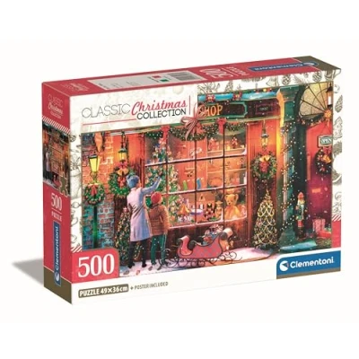 Image de CLEMENTONI Puzzle l&#039;Ancien Magasin de Noël Compact 500 pièces Designs Tendances, Une Impression Qualité Stimule Le Sens la Logique et Motricité Fine Dès 14 Ans Fabriqué en Italie, 35567