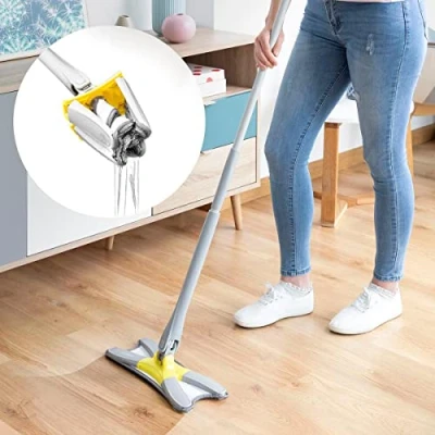 Image de InnovaGoods® Balai Serpillère en Microfibre Autowring Type X Twop, Confortable et Efficace, Système d&#039;Essorage Automatique, Manche Extensible, Seau avec Poignée roulettes