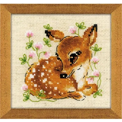Image de Riolis Kreuzstichpackung Kleines Reh, Zählmuster Kit de Point Croix, Coton, Multicolore, 1313cm