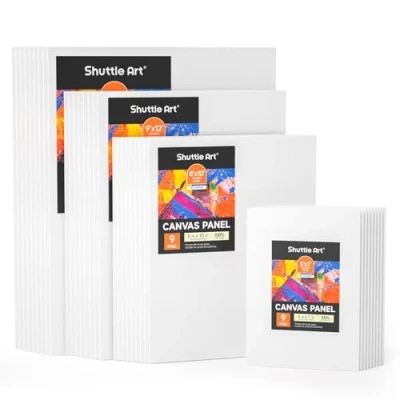 Image de 36 Toiles à Peindre, Shuttle Art Set de Toile Peinture Multi Tailles 5x7, 8x10, 9x12, 11x14 (9 PCS Chacun), Canvas Coton pour sur