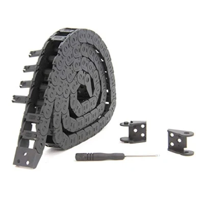 Image de Zeberoxyz 10 x 15 mm Longueur de la chaîne remorquage : 1 m En plastique noir R18 Avec kit connecteurs d&#039;extrémité Pour imprimantes 3D et machines CNC