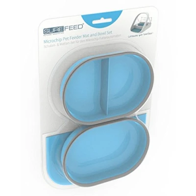 Image de Sure PetCare Lot de Tapis et Bol SureFeed, Compatible avec Le Distributeur Nourriture à Puce électronique SureFeed Couvercle hermétique intégré, pour Aliments humides secs, Bleu