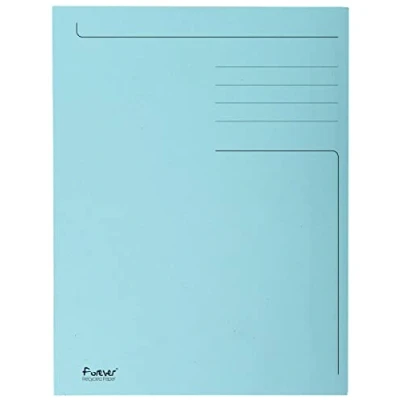 Image de Exacompta Réf. 448006E Paquet de 50 chemises rigides imprimées avec 3 rabats Forever® 280 g/m² 100% recyclées et certifiées Ange bleu dimensions 24 x 32 cm pour format A4 couleur clair