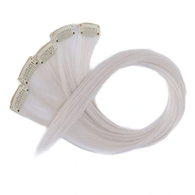 Image de CAISHA 60 cm Coloré Mèche Mèches Extension à Clip De Cheveux Raides Longs Postiche Blond Blanc BST115
