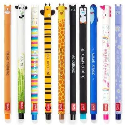 Image de LEGAMI Lot de 10 stylos gel effaçables avec encre thermosensible, gamme couleurs d&#039;encre et design baril, pointe 0,7 mm