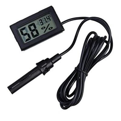 Image de WINGONEER 2 in 1 Digital LCD intégré thermomètre hygromètre avec Externe pour Reptile Incubateur Aquarium Volaille Noir
